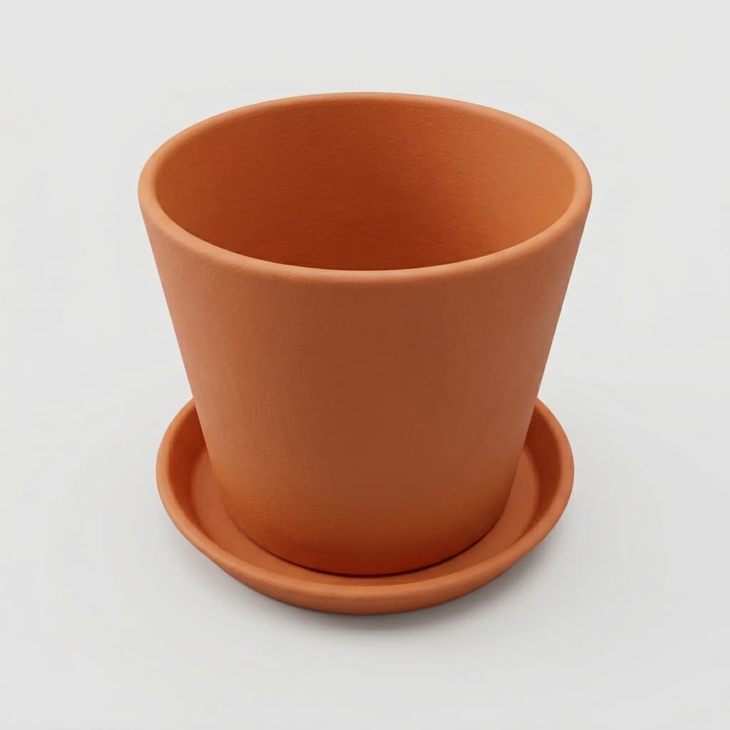 A small plant pot with a matching saucer